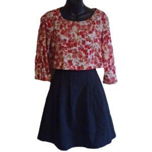 Favori floral over black dress. Size Eu 38( see measurements). Spring concerts.